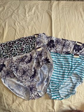 Cacique Women's 4-Pack Briefs in Teal, Purple & White Prints